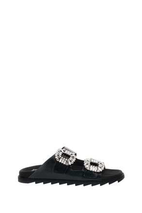 Roger Vivier Flat Sandals with Crystal Embellishments