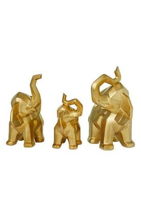 CosmoLiving by Cosmopolitan Goldtone Porcelain Glam Elephant Sculpture - Set of 3 at Nordstrom Rack