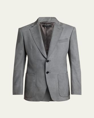 Tom Ford Mens Nubuck Leather Modern-Fit Blazer
