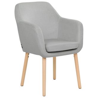 Beliani Beliani - Silla De Comedor Cl&aacute;sica Tapizada En Terciopelo Gris Con Reposabrazos Patas De Madera Yorkville Ii