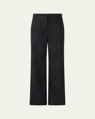 Akris High-Rise Check Straight-Leg Ankle Pants