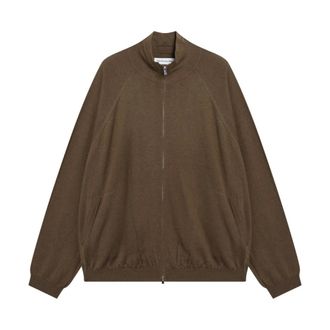 Frankie Shop Baxe Knit Track Jacket - female - The Frankie Shop - Cardigans - Brown - S - Knitwear