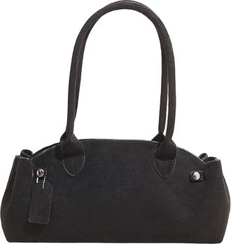 Generic Underarm Shoulder Bags, Compatible For Women Suede Casual Tote Sac Bag Solid Color Handbag(Black)