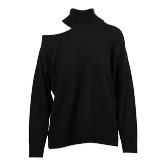 Alpha Studio Truien & Vesten, Dames, Zwart, S, Wol, Asymmetrische Pullover