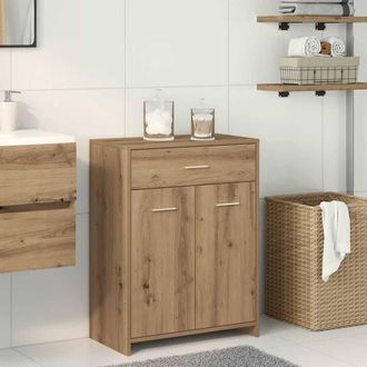 Berkfield Home Classic Bathroom Cabinet Artisan Oak 60x33x80 cm Engineered Wood in Brown | Size: 60 x 33 x 80 cm