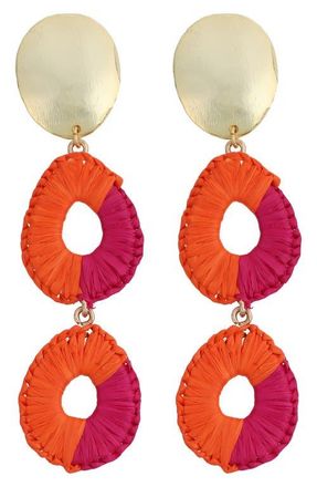 Panacea Rattan Linear Drop Earrings in Orange at Nordstrom