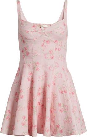 LoveShackFancy Nabi Floral Linen Minidress in Seaport Pink at Nordstrom, Size 10