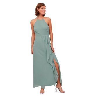 Vila Womens VIMILINA S/L Maxi Dress/SU - NOOS Dress, Green Milieu