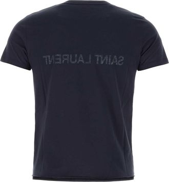 Saint Laurent Mens Navy Blue Cotton T-Shirt Multicolor Exterior Exterior: T-shirts And Polos