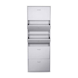 Dmora Scarpiera Washington, Armadio Portascarpe A 5 Ante A Ribalta, Scarpiera Alta Da Ingresso, Scarpiera Moderna, 70x17h180 Cm, Bianco Lucido