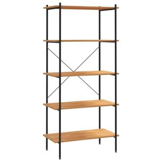 Berkfield Home 5-Tier Shelving Unit Black & Oak 80x40x163 cm | Size: 80 x 40 x 163 cm