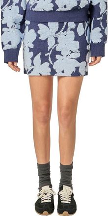 English Factory Fuzzy Flower Miniskirt in Navy/Powder Blue at Nordstrom, Size Medium