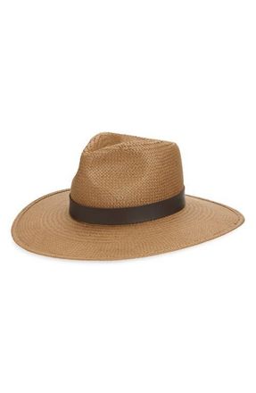 Janessa Leon&eacute; Packable Straw Fedora in Brown at Nordstrom, Size Medium