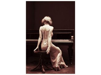 Schubiger M&ouml;bel Digitaldruck auf Glas Sch&ouml;nheit am Klavier