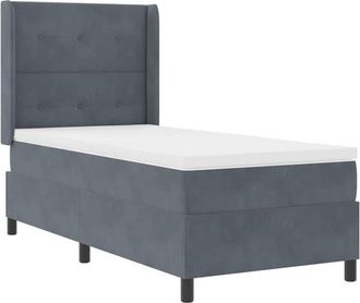 vidaXL Vidaxl - Cama Con Box Spring Led Y Colch&oacute;n Gris Oscuro 100 X 200 Cm