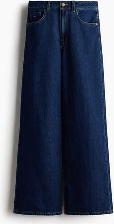 H&M Wide Ultra High Jeans in Dark Denim Blue at Nordstrom, Size 14
