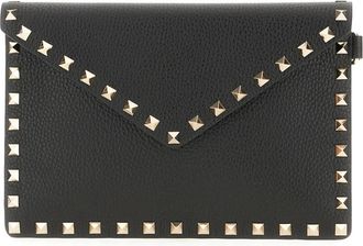 Valentino Garavani Rockstud Envelope Clutch - Dames - Clutches - Zwart - ONE Size - Leer - Tassen