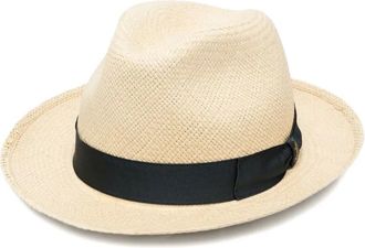 Borsalino ribbon-trim fedora - men - Toquilla Straw - 60 - Neutrals