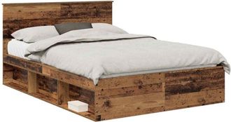 vidaXL Bed Frame with Headboard Old Wood 140 x 190 cm Solid Pine Wood vidaXL