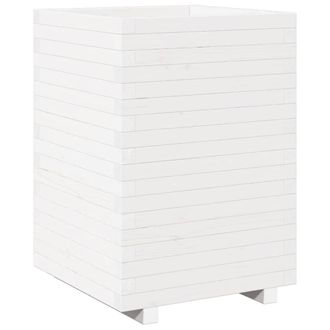 Berkfield Home Garden Planter White 50x50x72.5 cm Solid Wood Pine