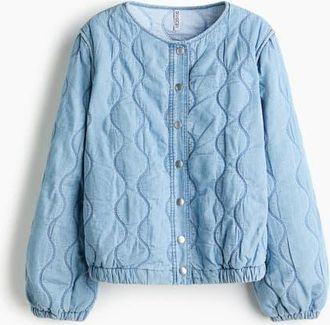 H&M Quilted Denim Jacket in Light Denim Blue at Nordstrom, Size Xx-Large