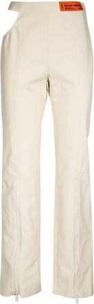 Heron Preston Katoenen Straight-leg Broek met Uitgesneden Details - Dames - Wijde Broeken - Beige - 2XS - Katoen - Broeken