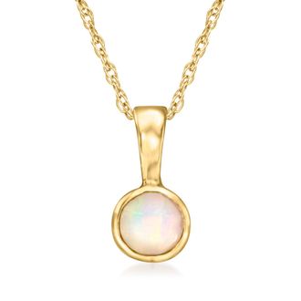 RS Pure by Ross-Simons Opal Pendant Necklace in 14kt Yellow Gold