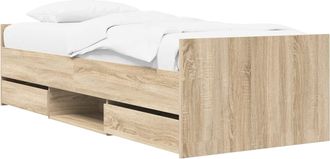 vidaXL Estructura De Cama Con Caj&oacute;n Roble Sonoma Madera De Ingenier&iacute;a Vidaxl