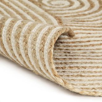 Berkfield Home Handmade Rug Jute with Spiral Design White 120 cm | Size: 100 cm diameter