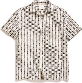Billy Reid BoucléTrim Short Sleeve Button-Up Shirt in Black/White at Nordstrom, Size Small