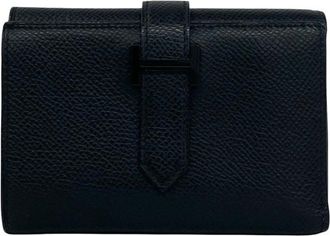 Herm&egrave;s Black Epsom Leather Wallet (Tri-Fold) (Pre-Owned)