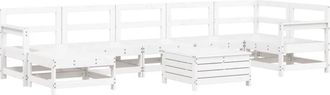 vidaXL 8 Piece Garden Sofa Set White Solid Wood Pine Vidaxl
