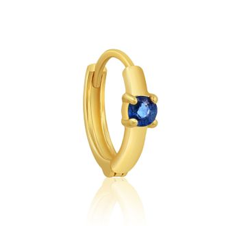 MAX + STONE 14k Yellow Gold Single Small 11mm Gemstone Huggie Hoop Earring