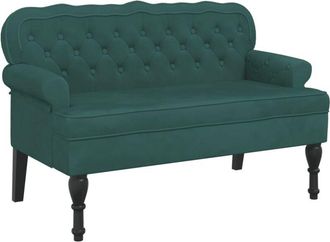 vidaXL Banco con respaldo terciopelo verde oscuro 119,5x64,5x75 cm vidaXL
