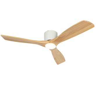 QAZQA Ventilador de techo blanco madera con led y mando