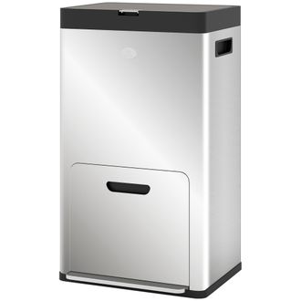 HOMCOM Homcom - Cestino Immondizia A 3 Sezioni Da 18l E 20l 45.7x35.8x76 Cm Argento