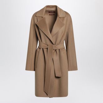 Max Mara Camel Wrap Coat In Cashmere And Wool