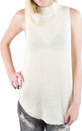 Minkpink Women Bittersweet Chunky Wool Mock Neck Tunic Sweater Top In White