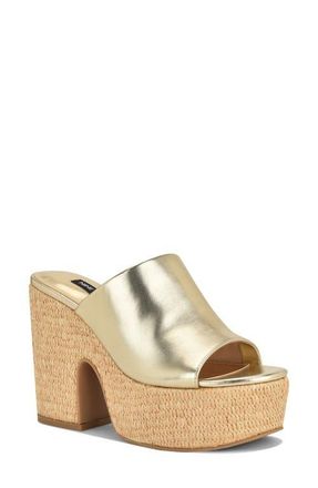 Nine West Olley Platform Slide Sandal in Gold 710 at Nordstrom, Size 7.5