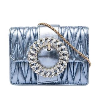 Miu Miu Tweedehands leren schoudertassen - Dames - Pre-owned - Blauw - Maat: ONE Size Leer