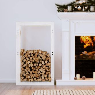 vidaXL Estante Para Le&ntilde;a Madera Maciza De Pino Blanco 60x25x100 Cm Vidaxl