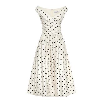 Self Portrait Midi Dresses, female, White, Size: XS Polka Dot Cotton Midi Dress