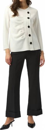 Joseph Ribkoff Fitted V-Neck Office Blouse In Off White