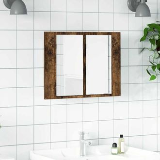 vidaXL Armario Con Espejo Led Madera Roble Ahumado 60x12x45 Cm Vidaxl