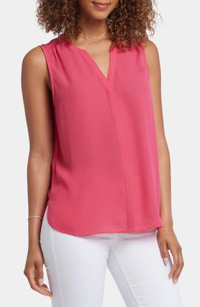 NYDJ Print Pleat Back Sleeveless Split Neck Blouse in Watermelon at Nordstrom, Size X-Small