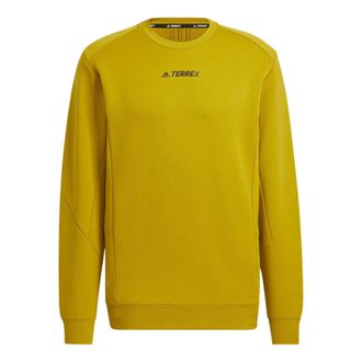 adidas Tx Logo Crew Sw Back Printing Round Neck Pullover Long Sleeves Yellow HN2034