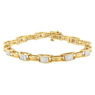 House of Brilliance 14K Yellow Gold Princess Cut Diamond Chain Link Bracelet at Nordstrom