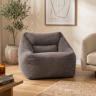 Icon Brand Natalia Jumbo Corduroy Bean Bag Armchair in Charcoal
