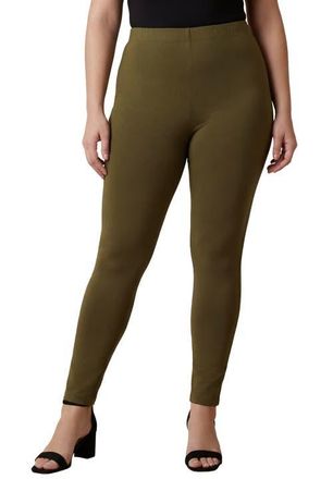 Jessica London Everyday Stretch Cotton Legging in Dark Olive Green at Nordstrom, Size 36