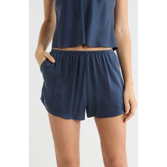 Lunya Washable Silk Pajama Shorts in Deep Blue at Nordstrom, Size X-Large